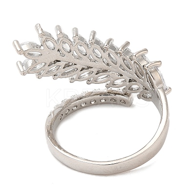 Cubic Zirconia Ear of Wheat Open Cuff Ring RJEW-M151-01P-1