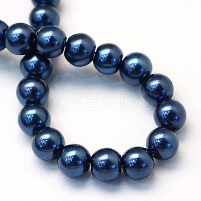 Baking Paint Pearlized Glass Pearl Round Bead Strands X-HY-Q330-8mm-15-1