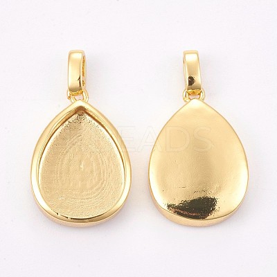 Brass Pendant Cabochon Settings ZIRC-E149-30G-1