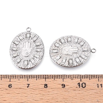304 Stainless Steel Micro Pave Cubic Zirconia Pendants STAS-N109-205P-1