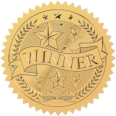 Plastic Self Adhesive Gold Foil Embossed Stickers DIY-WH0575-038-1
