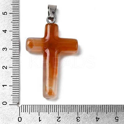 Natural Red Agate Cross Pendants KK-D021-04J-P-1