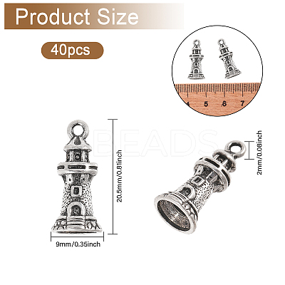 40Pcs Tibetan Style Alloy Building Pendants TIBEP-CA0001-14-1