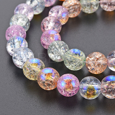 Electroplate Crackle Glass Bead Strands X-GLAA-S192-C-008B-1