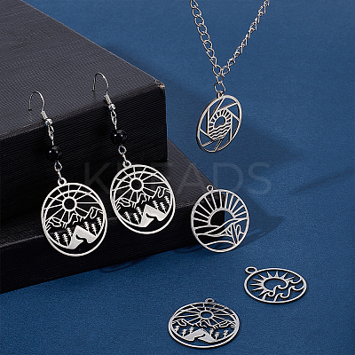 16Pcs 4 Styles 201 Stainless Steel Pendants STAS-UN0061-14-1