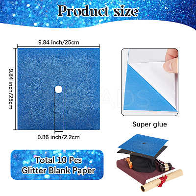 Square EVA Glitter Graduation Cap Topper Stickers DIY-WH20053-05F-1