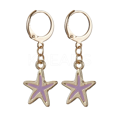 Alloy Enamel Starfish Dangle Leverback Earrings EJEW-JE05602-1