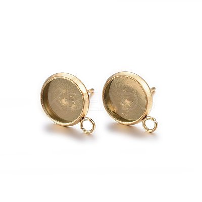 Ion Plating(IP) 304 Stainless Steel Stud Earring Settings STAS-H467-08G-10mm-1