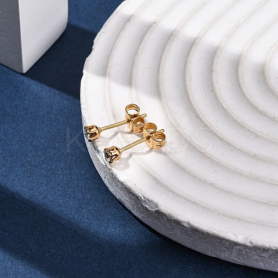 304 Stainless Steel Micro Pave Cubic Zirconia Stud Earrings EJEW-P299-01A-G-1