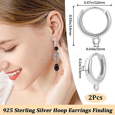Anti-Tarnish 1 Pair Rhodium Plated 925 Sterling Silver Hoop Earrings STER-BBC0006-31P-1