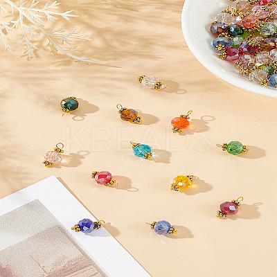 100Pcs Glass Pendants PALLOY-LP00002-1