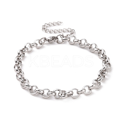 Non-Tarnish 304 Stainless Steel Rolo Chain Bracelet for Men Women BJEW-E031-06P-03-1