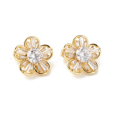 Brass Clear Cubic Zirconia Twister Clasps LS-KK-G420-35G-1