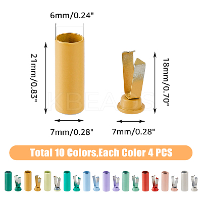 40Pcs 10 Colors Spray Printed Alloy Aglets for Shoelaces FIND-DC0005-09-1