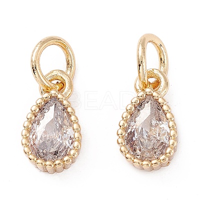 Brass Micro Pave Cubic Zirconia Charms X-ZIRC-E145-76G-1