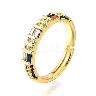 Adjustable Brass Micro Pave Cubic Zirconia Finger Rings for Women RJEW-H247-10G-1