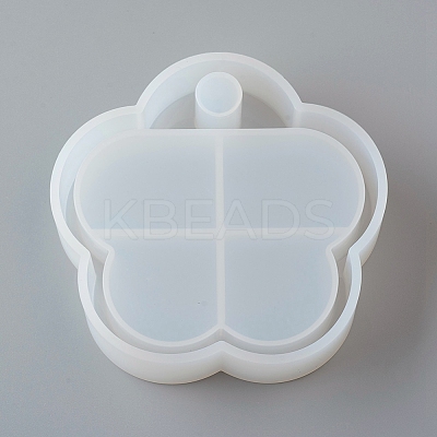 DIY 4 Compartments Flower Layered Rotating Storage Box AJEW-D046-02A-1