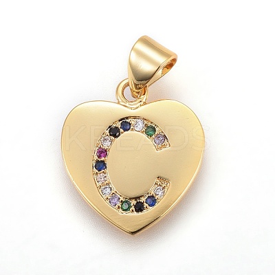 Brass Micro Pave Cubic Zirconia Pendants ZIRC-F093-57G-C-1