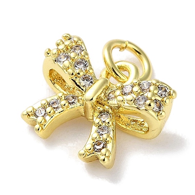Rack Plating Brass Micro Pave Clear Cubic Zirconia Pendants KK-Z039-11G-1