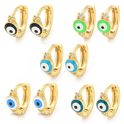Evil Eye Real 18K Gold Plated Brass Hoop Earrings EJEW-L269-066G-1