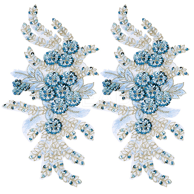 3D Flower Polyester Embroidery Sew on Appliques PATC-WH0012-02B-1