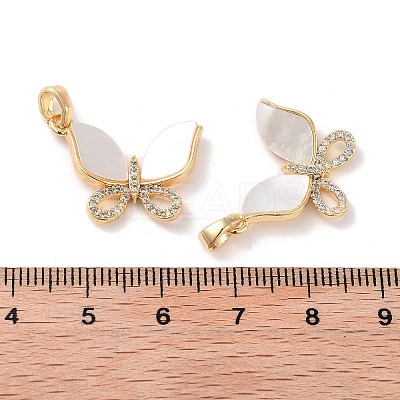 Brass Micro Pave Clear Cubic Zirconia Pendants KK-B102-18G-1