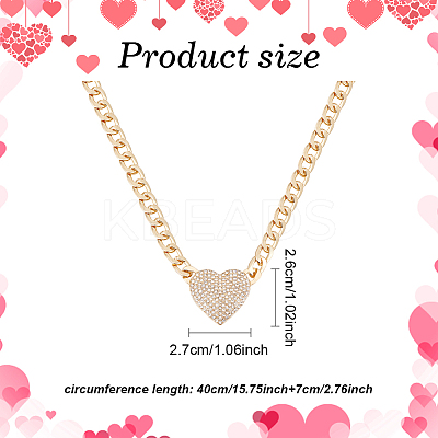 2Pcs 2 Colors Crystal Rhinestone Heart Pendant Necklaces Set with Alloy Curb Chains NJEW-AN0001-88-1
