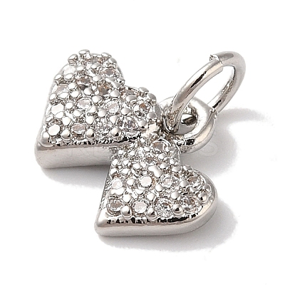 Rack Plating Brass & Clear Cubic Zirconia Pendants KK-L216-051P-1