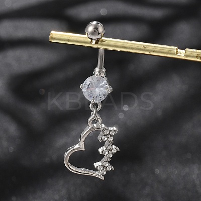 Alloy Crystal Rhinestone Dangle Curved Barbell Belly Rings LS-AJEW-R007-04P-04-1