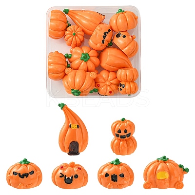 12Pcs 6 Styles Autumn Opaque Resin Pumpkin Cabochons RESI-YW0001-36-1