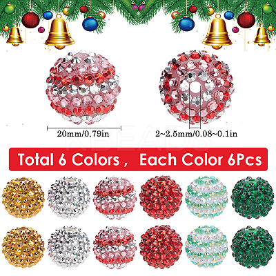 36Pcs 6 Styles Transparent Resin Rhinestone Beads RESI-SC0003-39-1