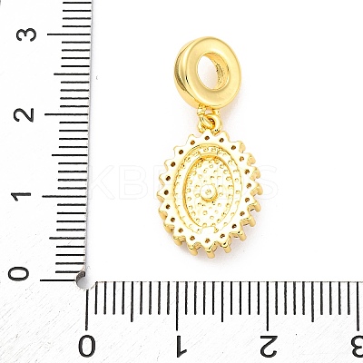 Brass Clear Cubic Zirconia European Dangle Pendants KK-D325-28G-02-1