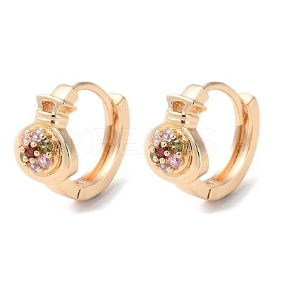 Rack Plating Brass Micro Pave Colorful Cubic Zirconia Hoop Earrings EJEW-P238-17KCG-1