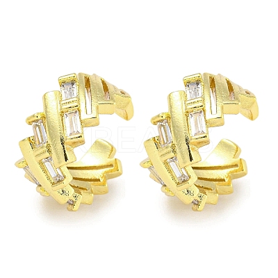 Brass Micro Pave Cubic Zirconia Cuff Earrings EJEW-C104-059G-1