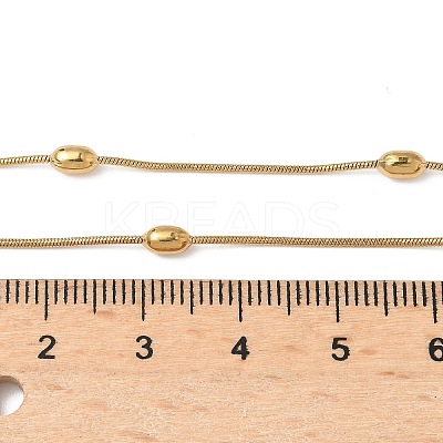 304 Stainless Steel Rice Beads Round Snake Chain Necklaces NJEW-D322-03G-1