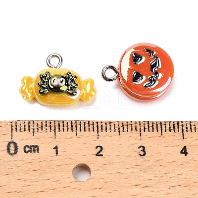 Halloween Electroplate Opaque Resin Pendants RESI-H040-02B-P-1