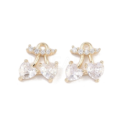Brass Micro Pave Clear Cubic Zirconia Pendants KK-K351-40G-1