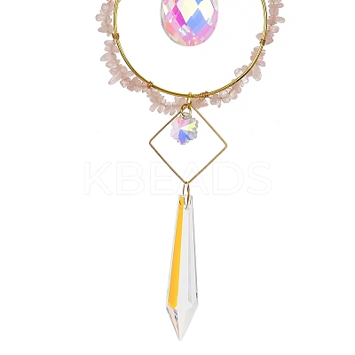 Natural Rose Quartz Chips Hanging Ornaments G-Z051-01C-1