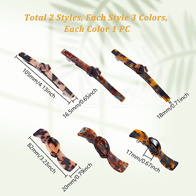 6Pcs 6 Styles Acetic Acid and Iron Snap Hair Clips PHAR-GA0001-02-1