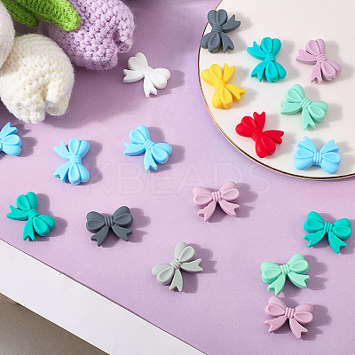 36Pcs 9 Colors Bowknot Food Grade Silicone Beads SIL-PA0001-03-1