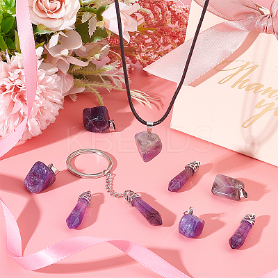 24Pcs 2 Styles Natural Amethyst Pendants G-UN0001-12C-1
