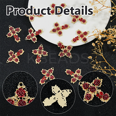 12Pcs Rack Plating Light Gold Alloy Rhinestone Pendants RELI-DC0001-01-1