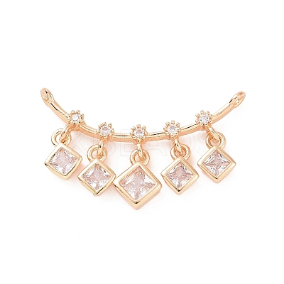 Brass Pave Clear Cubic Zirconia Connector Charms ZIRC-K088-16KCG-1