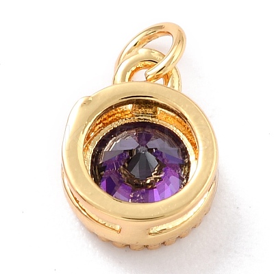Real 18K Gold Plated Brass Inlaid Cubic Zirconia Charms ZIRC-L100-081G-03-1