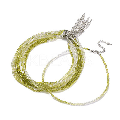 Faceted Rondelle Glass Beaded Necklace for Women NJEW-M208-02J-1