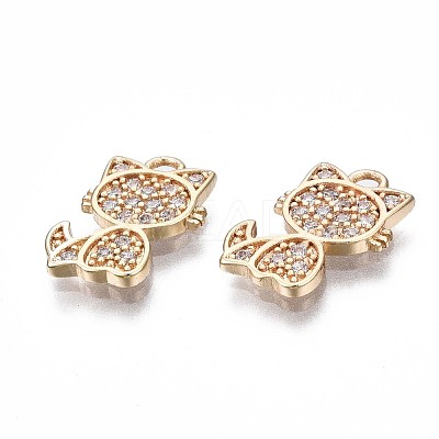 Brass Micro Pave Clear Cubic Zirconia Charms KK-Q764-016-1
