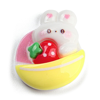 Rabbit Theme Opaque Resin Cabochons RESI-C042-02F-1