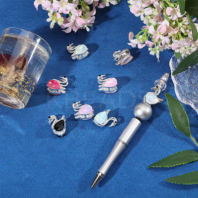 8Pcs 8 Colors Alloy Micro Pave Cubic Zirconia Beads ALRI-CA0001-15-1