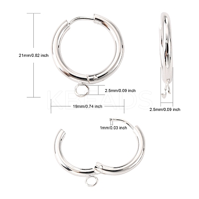 201 Stainless Steel Huggie Hoop Earring Findings STAS-P283-01F-S-1