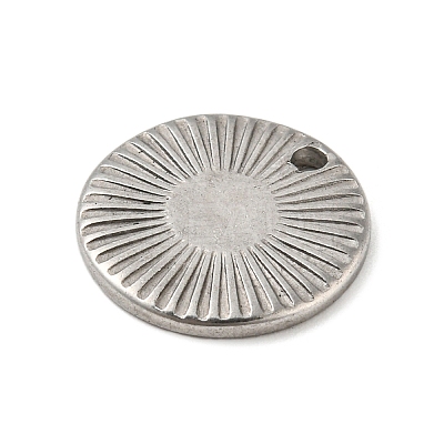 Non-Tarnish Textured Flat Round 304 Stainless Steel Pendants STAS-G218-06P-1